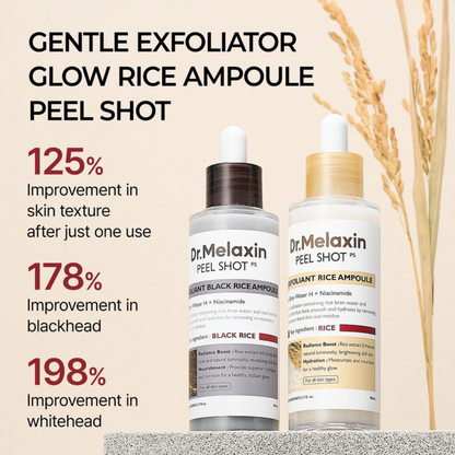 [Dr.Melaxin Official] Peel Shot Glow Rice Peeling Ampoule, Soft Exfoliating Face & Body Dead cell, Blackheads Remover for All Skin Types, 80ml Skincare Comfort ampoule