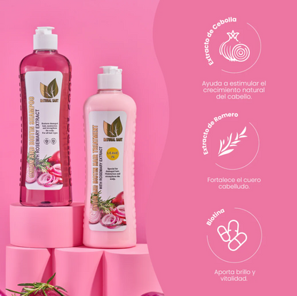 Onion, Rosemary And Biotin Set: Shampoo And Treatment