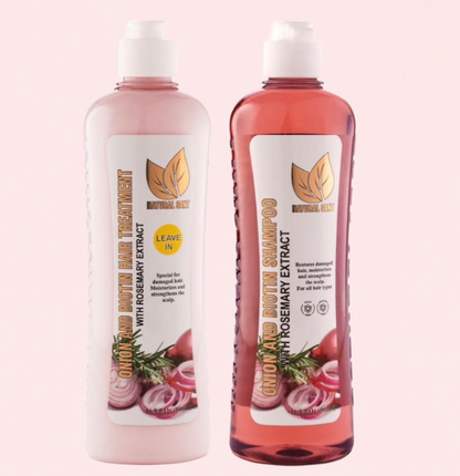 Onion, Rosemary And Biotin Set: Shampoo And Treatment